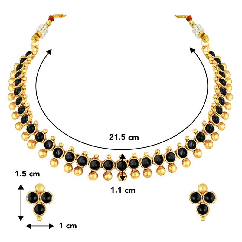 Women's black choker necklace with stud earrings for women temple