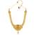 Women's rani pink green synthetic stone & pearl studded necklace & jhumki