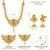 Women's rani pink green synthetic stone & pearl studded necklace & jhumki