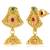 Women's rani pink green synthetic stone & pearl studded necklace & jhumki