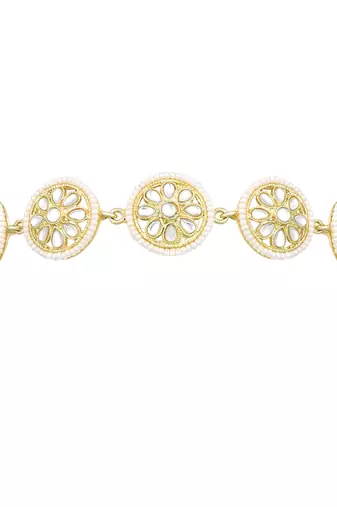 Gold plated white kundan studded maatha patti sheeshphool hair accessories fashion ethnic jewellery gift for women