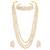 White beads studded long necklace & choker necklace with earrings