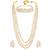 White beads studded long necklace & choker necklace with earrings