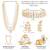 White beads studded long necklace & choker necklace with earrings