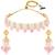 Women's pink crystal & beads studded necklace earrings set jewelry for women