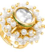 Crystal & beads studded finger ring adjustable fashion jewellery for women