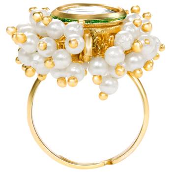 Crystal & beads studded finger ring adjustable fashion jewellery for women 3