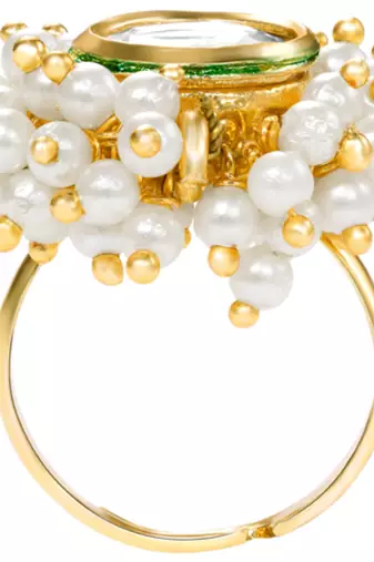 Crystal & beads studded finger ring adjustable fashion jewellery for women
