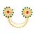 Red green kundan & beads studded adjustable twin finger ring fashion ethnic jewelry for women
