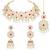 Cz faux ruby & beads studded necklace earrings & maangtikka set