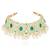 Faux emerald cz & beads studded necklace earrings & maangtikka set
