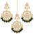 Faux kundan green pearl chandbali earrings with maang tikka jewelry