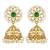 Women's kundan pearl jhumki earrings with maang tikka bollywood jewelry set