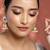 Women's kundan pearl jhumki earrings with maang tikka bollywood jewelry set