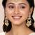 Women's faux kundan beaded maang tikka earrings set jewelry off white