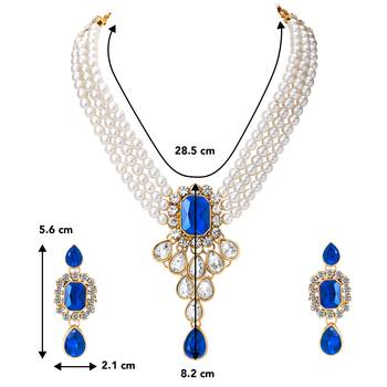 Women's kundan pendant beads string necklace earrings jewelry bharatanatyam 4