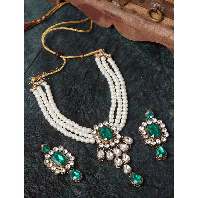 Kundan pendant necklace earring jewelry bharatanatyam jewelry set