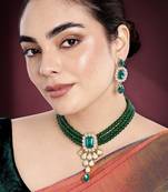 Crystal pearl necklace earring traditional bharatanatyam jewelry set