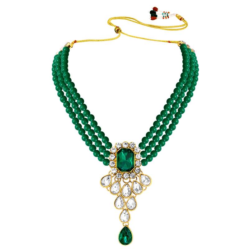 Crystal pearl necklace earring traditional bharatanatyam jewelry set