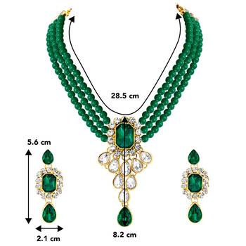 Crystal pearl necklace earring traditional bharatanatyam jewelry set 4