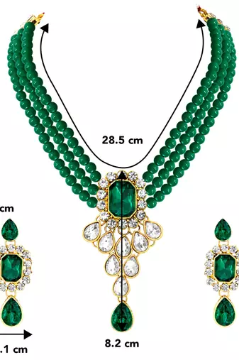 Crystal pearl necklace earring traditional bharatanatyam jewelry set