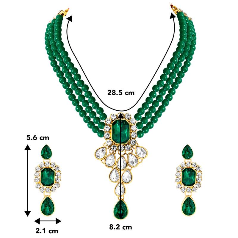 Crystal pearl necklace earring traditional bharatanatyam jewelry set