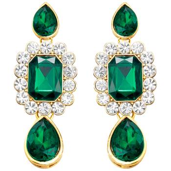 Crystal pearl necklace earring traditional bharatanatyam jewelry set 5