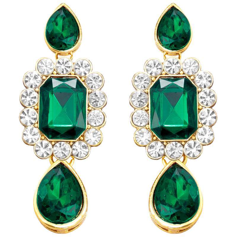 Crystal pearl necklace earring traditional bharatanatyam jewelry set