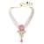 Women's crystal pearl necklace earring bharatanatyam jewelry set pink