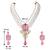 Women's crystal pearl necklace earring bharatanatyam jewelry set pink