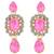 Women's crystal pearl necklace earring bharatanatyam jewelry set pink
