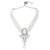 Women's crystal pearl necklace earring bharatanatyam jewelry set white