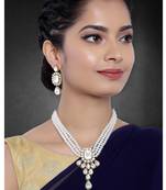 Women's party kundan pendant necklace earrings traditional ethnic jewelry set