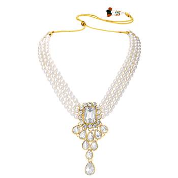 Women's party kundan pendant necklace earrings traditional ethnic jewelry set 3
