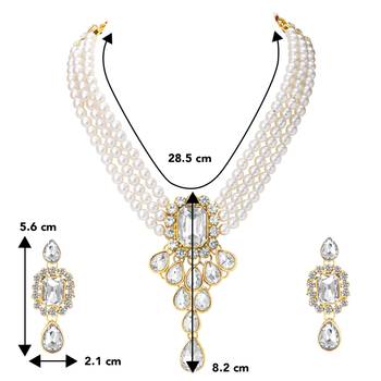 Women's party kundan pendant necklace earrings traditional ethnic jewelry set 4