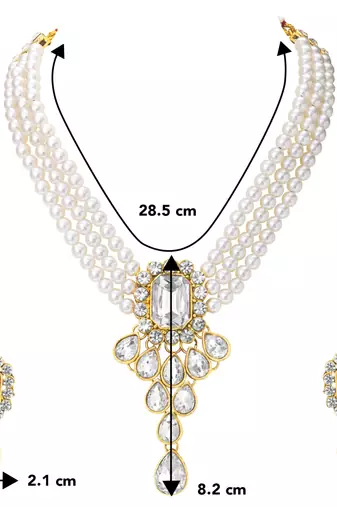 Women's party kundan pendant necklace earrings traditional ethnic jewelry set