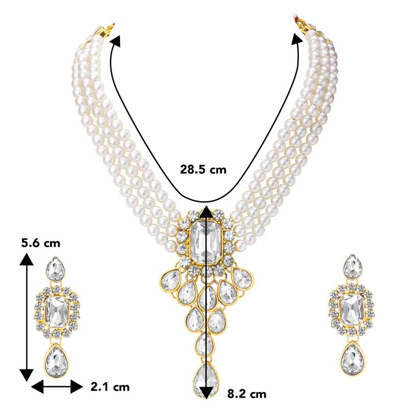 Women's party kundan pendant necklace earrings traditional ethnic jewelry set