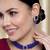 Women's blue crystal pearl beaded choker necklace bharatanatyam jewelry set