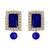 Women's blue crystal pearl beaded choker necklace bharatanatyam jewelry set