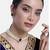 Women's beads black kundan choker necklace drop earring bharatanatyam jewelry