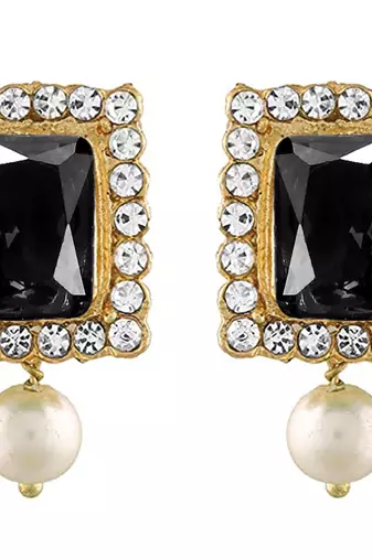 Women's beads black kundan choker necklace drop earring bharatanatyam jewelry