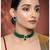 Women's choker necklace earrings bollywood bharatanatyam jewelry set green