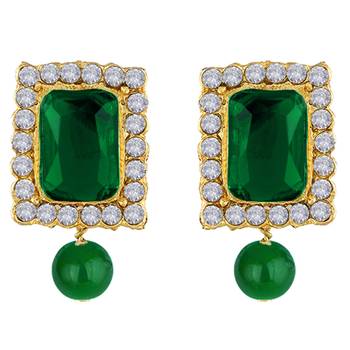 Women's choker necklace earrings bollywood bharatanatyam jewelry set green 5