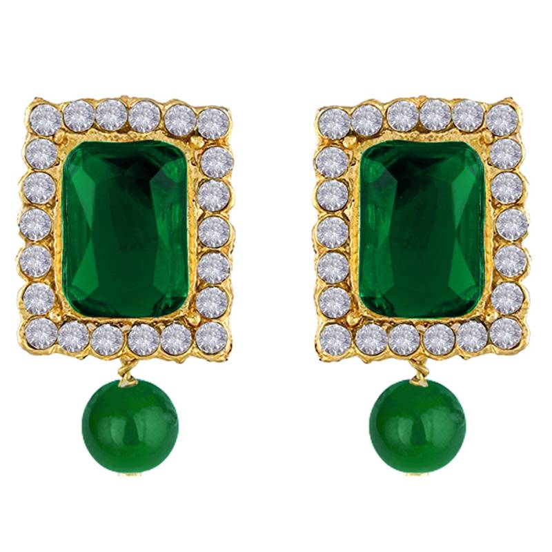 Women's choker necklace earrings bollywood bharatanatyam jewelry set green
