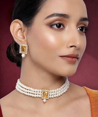 Ethnic choker necklace earrings wedding bollywood party jewelry set 1