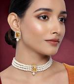 Ethnic choker necklace earrings wedding bollywood party jewelry set