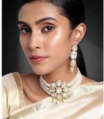 Women's shining crystal beaded adjustable choker necklace earring