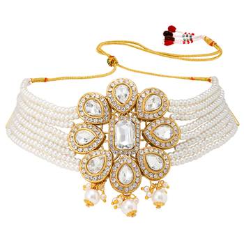 Women's shining crystal beaded adjustable choker necklace earring 3