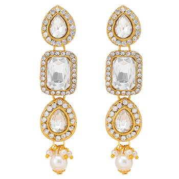 Women's shining crystal beaded adjustable choker necklace earring 5