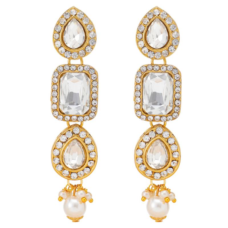 Women's shining crystal beaded adjustable choker necklace earring